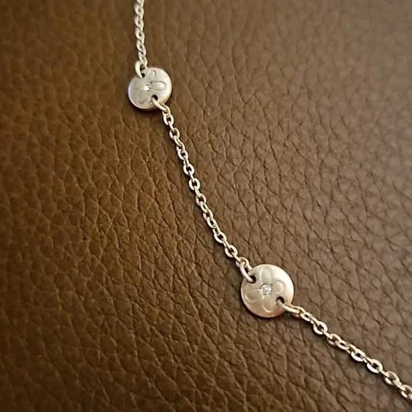 BRIGHTON Dainty Floral Crystal Station Chain Necklace - Picture 4 of 6